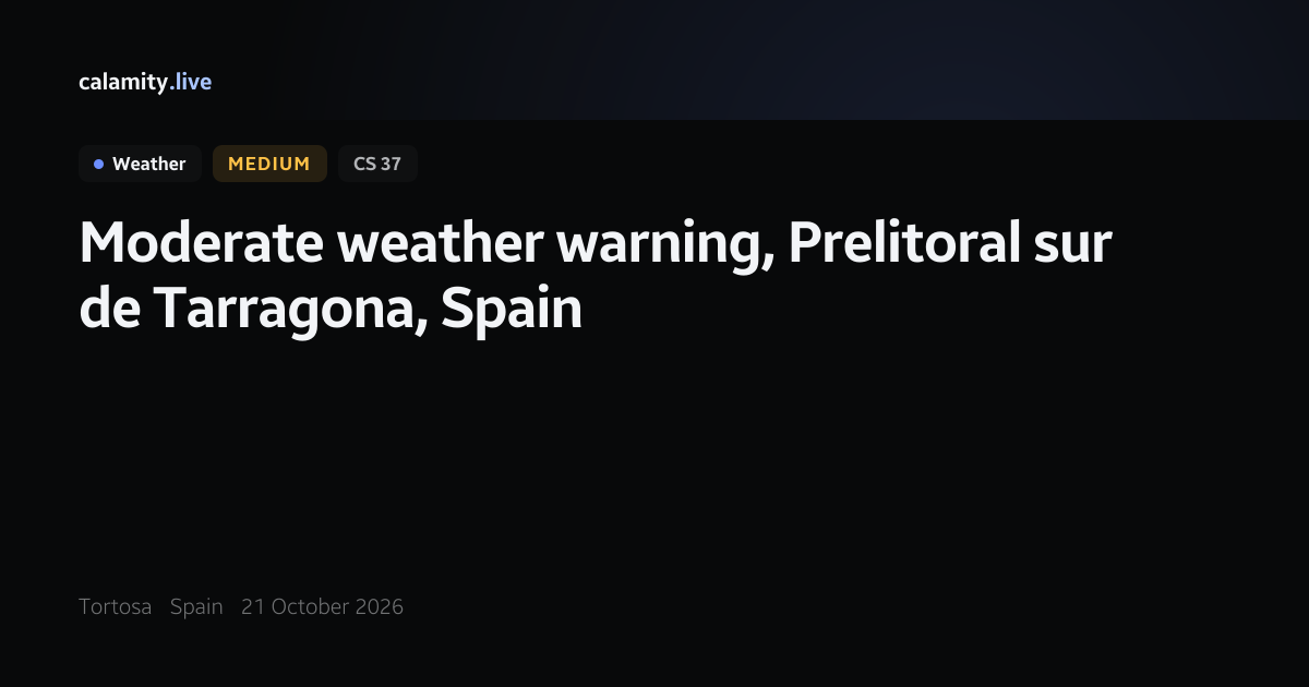Prelitoral sur de Tarragona Moderate wind warning, 21 October 2026 ...