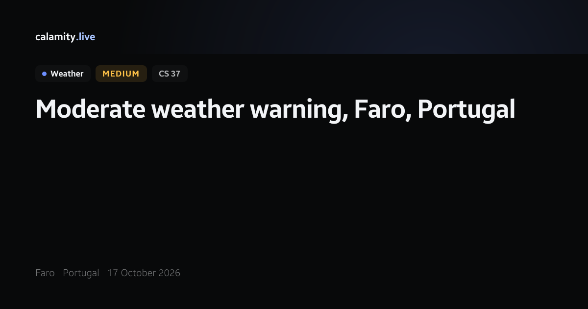 Faro Yellow Thunderstorm Warning, 17 October 2026 — nothing stronger ...