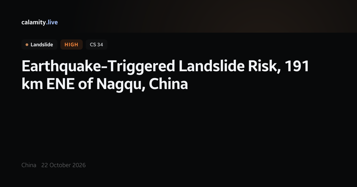 China landslide risk after an earthquake, 22 October 2026 | Calamity.live